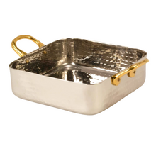 Charger l&#39;image dans la galerie, Stainless Steel Hammered Square Shape Pan comes with Side Brass Handles #1, 500 ML
