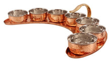 Load image into Gallery viewer, Copper Hammered Maharaja Thali Platter with Brass Handle, 48 cm
