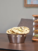 Load image into Gallery viewer, Stainless Steel Round Hammered Bread/Roti Basket - Big
