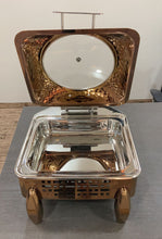Load image into Gallery viewer, Rose Gold Finish Hydraulic Square Chafing Dish, Stainless Steel, Laser Cut Design, 7 Liters
