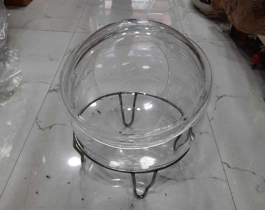 Acrylic Pani Puri Matka with Cover, Stainless Steel Stand, Buffet Ware, 11 Inch