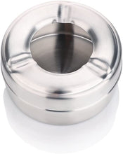 Load image into Gallery viewer, Stainless Steel Matt Finish Ashtray with Lid - 3 Holders
