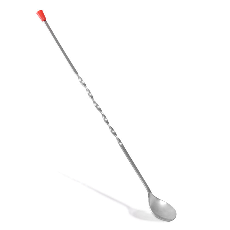 Long bar spoon with red knob, stainless steel 