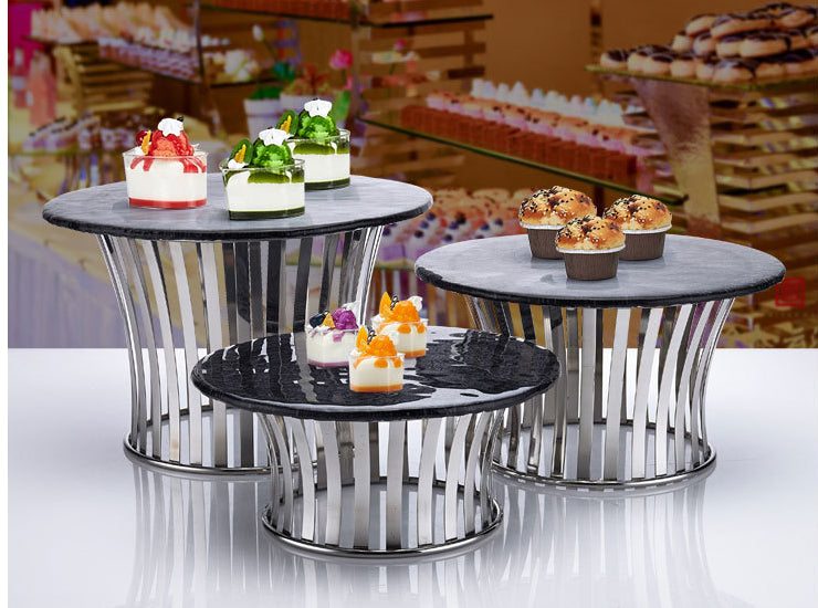 Stainless Buffet Riser SS Round Buffet Display Riser Stand for Catering Services, 6