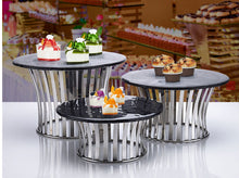Load image into Gallery viewer, 3 Tier Stainless Steel Round Buffet Display Riser Stand for Catering Services, 6&quot;, 8&quot;, 10&quot;
