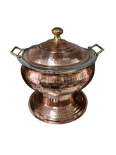 Load image into Gallery viewer, Hammered Copper Coating Punjabi Chafing Dish Set, 6 Liters, Buffet Ware, Lift-Top
