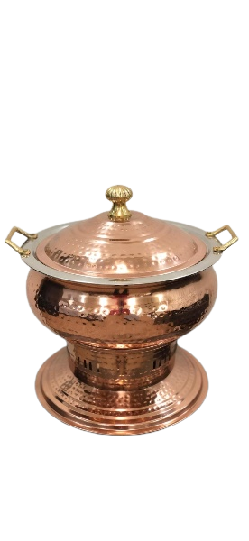 Hammered Copper Coating Punjabi Chafing Dish Set, 6 Liters, Buffet Ware, Lift-Top