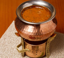 Load image into Gallery viewer, Double Wall Copper Stainless Steel Hammered Punjabi Handi #2, 590 ML, 4.75&quot;
