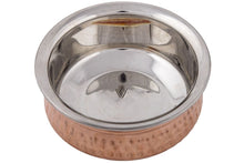 Load image into Gallery viewer, Copper Stainless Steel Hammered Biryani Serving Handi Bowl #3, 950 ML, 6.75&quot;, Double Wall
