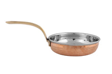 Load image into Gallery viewer, Copper steel hand beaten serving fry pan, copper tableware, brass handle
