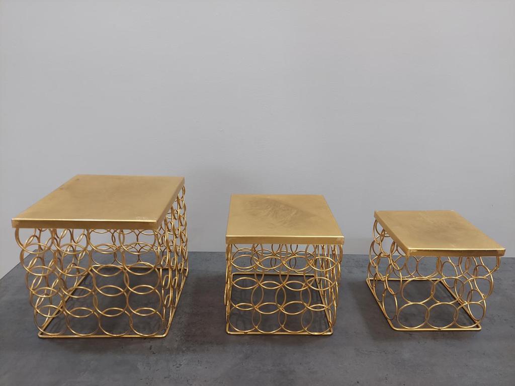 Wedding Ring Design Buffet Riser Set, Gold Finish, Stainless Steel, 6 ...