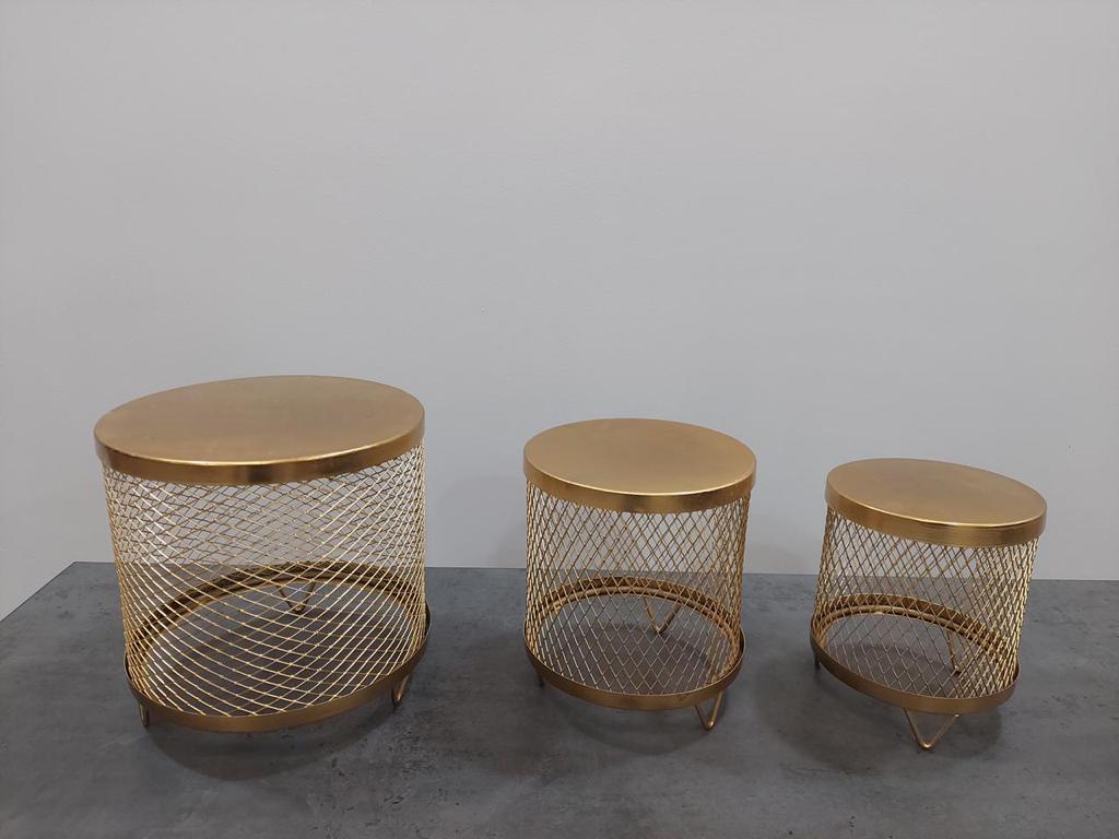 Round Banquet Table Buffet Riser Set, Round, Gold Finish, Stainless St ...