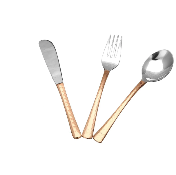 Hammered Copper Stainless Steel Two-Tone Dinner Spoon (Price is for 1 Dozen)