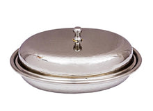 Load image into Gallery viewer, Stainless Steel Hammered Oval Serving Dish with Lid #1, 500 ML
