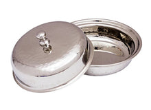 Load image into Gallery viewer, Hammered Round Shape Serving Portion Bowl Dish with Cover #2, 550 ml, Stainless Steel, 7&quot;

