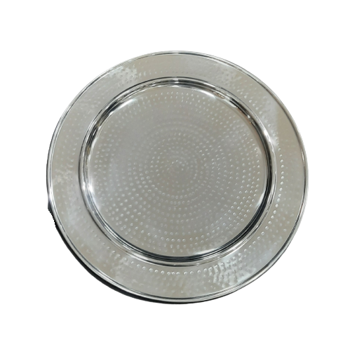 Hammered Stainless Steel Round Charger Plate, 13