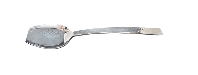 Stainless Steel Hammered Spade Spoon for Serving, Heavy Duty, 18/8
