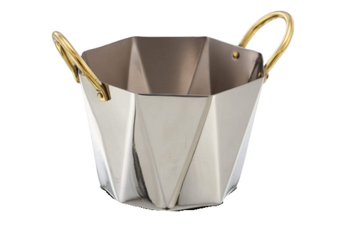 Stainless Steel Round Serving Bowl #1, 250 ml, Double Side Brass Handle