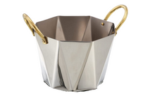 Charger l&#39;image dans la galerie, Stainless Steel Round Serving Hexa Bowl with Double Side Brass Handles #3, 650 ML
