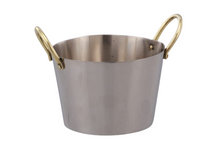 Charger l&#39;image dans la galerie, Stainless Steel Oval Serving Bowl with Double Sided Brass Handle #1, 500 ML
