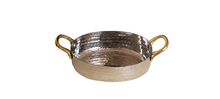 Charger l&#39;image dans la galerie, Stainless Steel Deep Oval Shape Serving Pan #1, Hammered Finish, 500 ML, Double Sided Brass Handle
