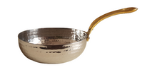 Load image into Gallery viewer, Hammered Stainless Steel Deep Oval Serving Pan with Brass Handle #3, 800 ML, 6.5&quot;
