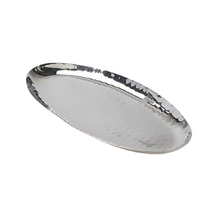 Charger l&#39;image dans la galerie, Stainless Steel Oval Shape Platter for Serving #3 - L12&quot; x W6&quot;, Hand Beaten Finish
