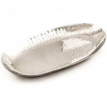 Charger l&#39;image dans la galerie, Hammered Oval Stainless Steel Serving Platter #4, L16&quot; x W7&quot;
