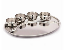 Load image into Gallery viewer, Oval Thali, Indian Style steel thali set
