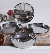 Charger l&#39;image dans la galerie, Stainless Steel Round Khumcha Thali, 13&quot; Diameter, Dinnerware
