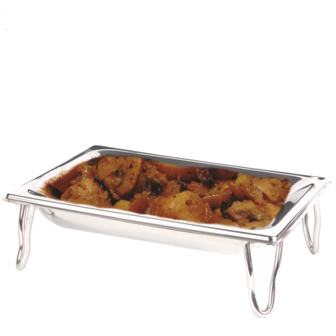 Stainless Steel Rectangle Tray with Stand for Buffet Serving