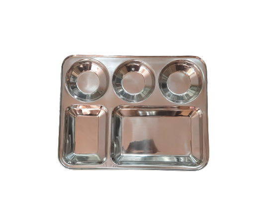 Stainless Steel 5 in 1 Compartment Plate, Extra Deep, 13