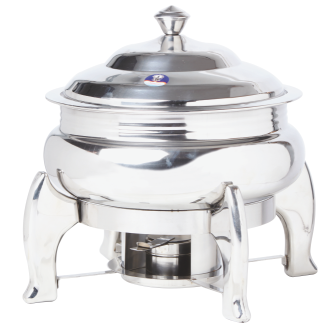 Stainless Steel Round Chafing Dish Set, Buffet Supply, 5 Liters, Lift-Top