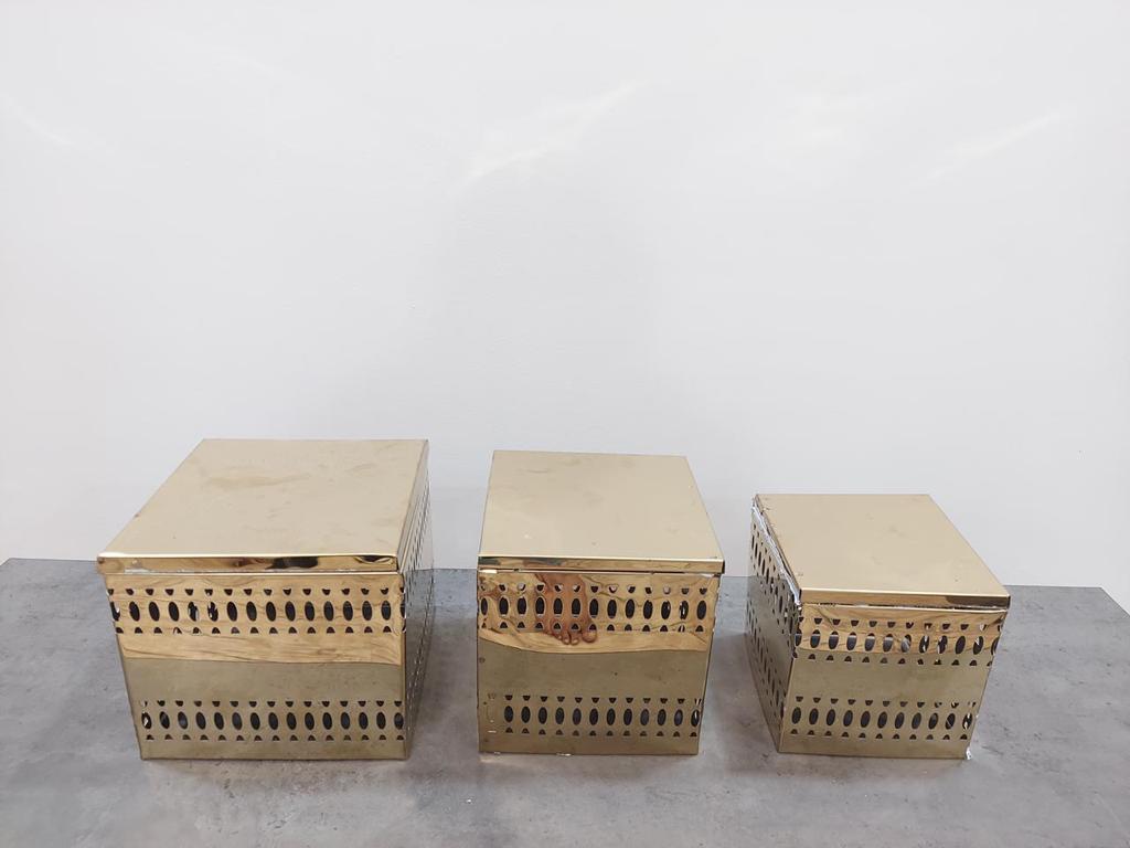 Laser Riser Table Laser Cut Premium Buffet Decorative Table-Top Riser Set, Square, Gold ...