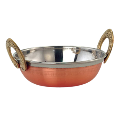 Stainless Steel Copper Coating Serving Kadai with Brass Handle #2, 400 ML, 5.75