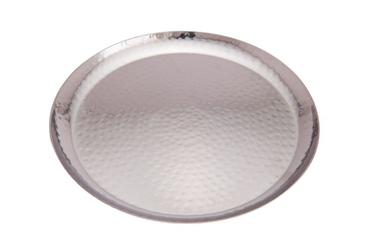 Stainless Steel Hammered Round Platter or Dinner Plate, 12