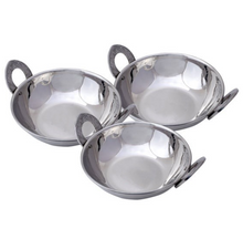 Load image into Gallery viewer, Hand Beaten Stainless Steel Double wall Serving Kadhai or Karahi #2, 475 ML, 6&quot;
