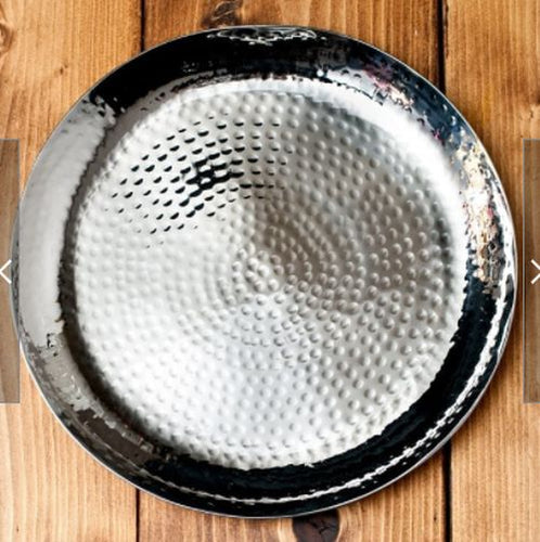 Stainless Steel Deep Hammered Finish Round Platter, 9