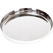 Load image into Gallery viewer, Stainless Steel Round Khumcha Thali with Straight Border Mirror Finish, 13&quot; Diameter
