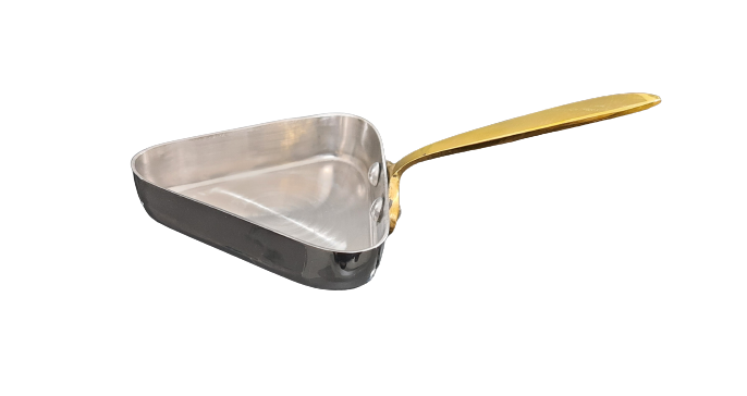 Stainless Steel Triangle Serving Mini Bites with Brass Handle, 50 ml